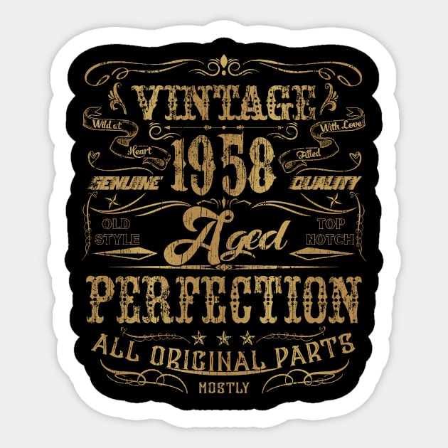 Vintage 62nd birthday gift tshirt for men women Classic 1958 Sticker by TeeBlade